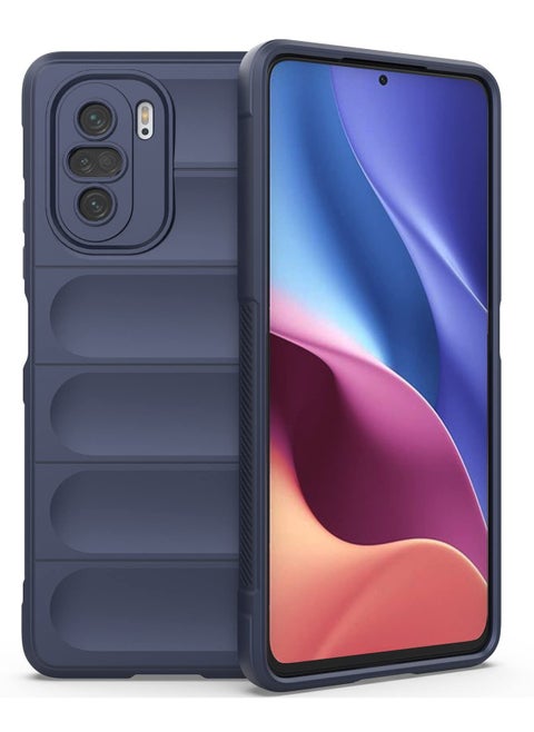 حافظة حماية ممتازة من السيليكون الخلفي متوافقة مع هاتف Xiaomi Poco F3/Redmi K40 Magic Shield حافظة مقاومة للصدمات مع حماية للكاميرا (أزرق)