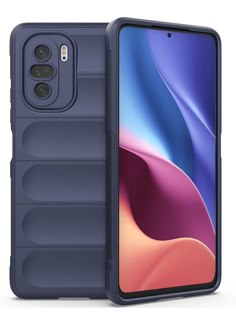 حافظة حماية ممتازة من السيليكون الخلفي متوافقة مع هاتف Xiaomi Poco F3/Redmi K40 Magic Shield حافظة مقاومة للصدمات مع حماية للكاميرا (أزرق)