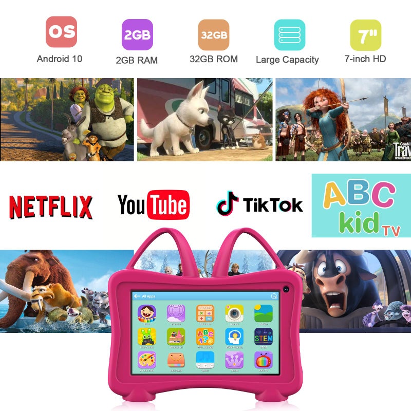 Trayoo Kids Tablet 7 Toddler Tablet for Kids, Tablet for Toddlers Learning Tablet with WiFi, YouTube, Dual Camera, Touch Screen, Parental Control, Child Tablet for Boys Girls (Rose) - Image 2