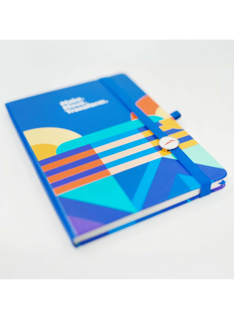 RTA RTA A5 Notebook – Make, Move, Transform Design | PU Leather Cover with Vibrant Abstract Graphics and Epoxy Metal RTA Charm Elastic Closure  - Image 2