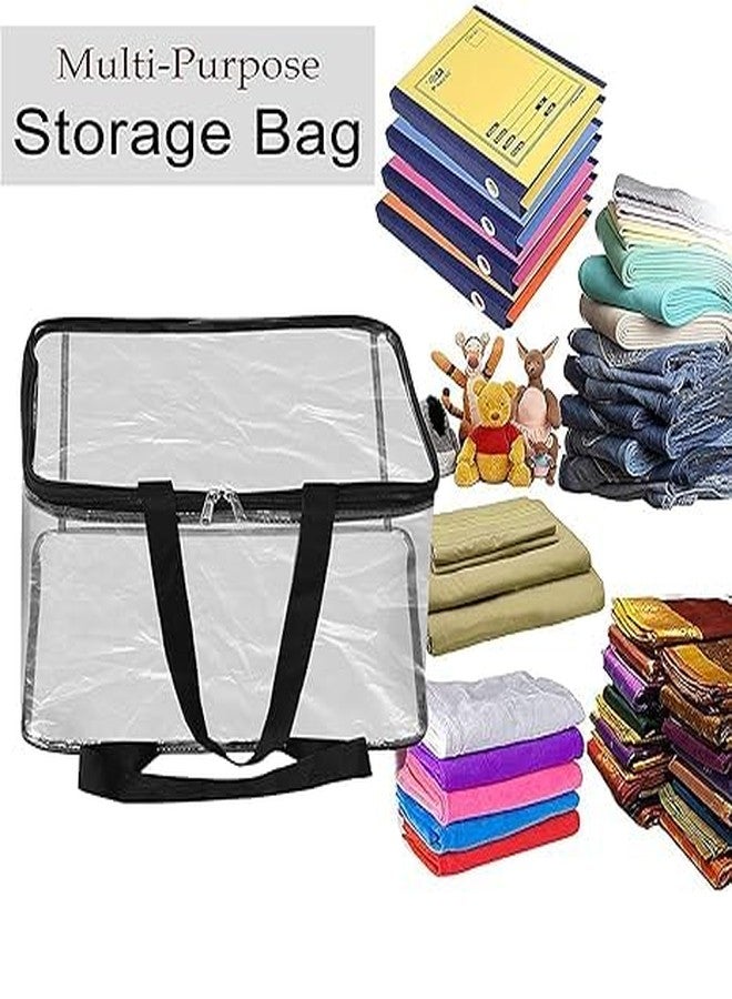 HIMART Multipurpose Transparent Travel Pouch Makeup Toiletry Kit Saree and Clothes Plastic Storage Organizer bag. (pack of -1, Transparent) - Image 4