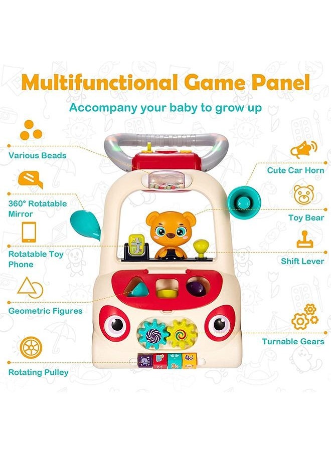 BAYBEE 2 In 1 Baby Activity Walker For Kids Baby Push Walker For Baby With Handle Horn Rotating Pully Mirror Shapes Gears Baby Toy Rattle Bar Activity Kids Walker For Baby Boys Girls 9 To 24 Months  - Image 3