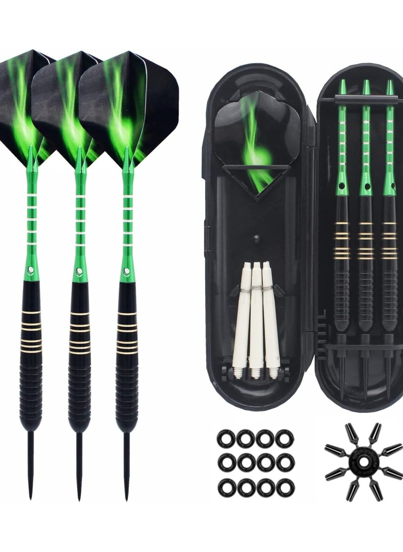 Generic - Steel Tip Darts 3 Pack 23 Grams Professional Darts Metal Tip Set with Brass Barrels Aluminum Shafts Extra 3 PVC Dart Shafts 8 Flight Protectors 12 Rubber O-Rings Dart Storage Case - Image 1