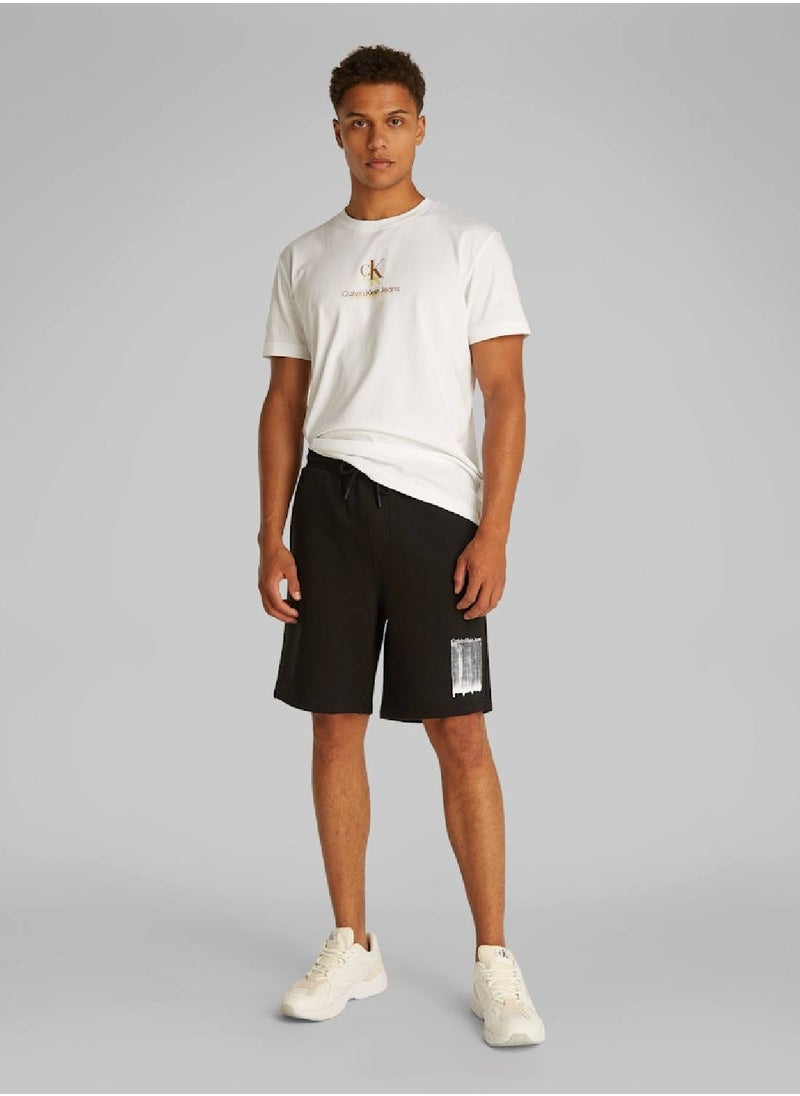 Calvin Klein Jeans Men's Graphic Sweatshorts - Cotton, Black  - Image 3