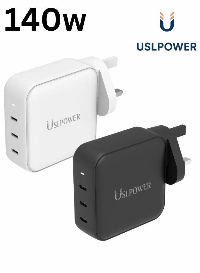 USLPOWER Power Adaptor 140W GaN Fast Charger, USB-C PD Multi-Port Wall Charger, Laptop & Mobile Fast Charging Adapter, Compatible with MacBook Pro/Air, iPhone, Samsung Galaxy, Tablets & Laptops - Image 4