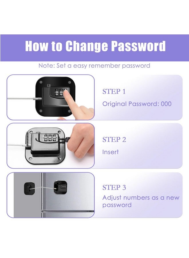 Pletpet 4PCS Fridge Lock Combination, Self-Adhesive Refrigerator Locks Freezer Door for Adults with Password (Black) (Square) - Image 3