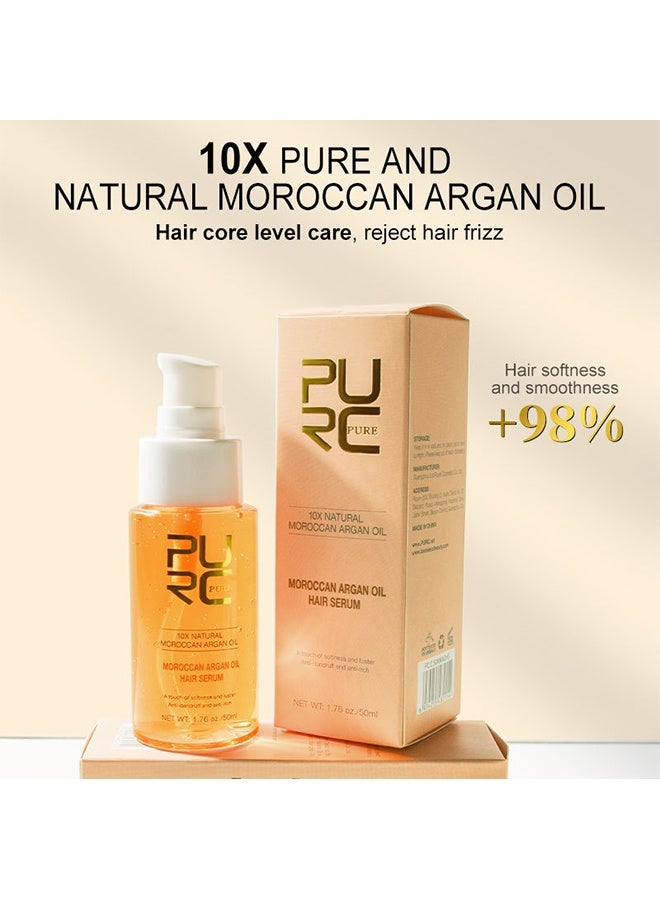 PURC Moroccan Argan Oil Hair Serum,Hair Serum Smoothing Soften Repair Frizz Damaged Hair Anti-Dandruff Scalp Treatment Products Hair Care 50ml - Image 2