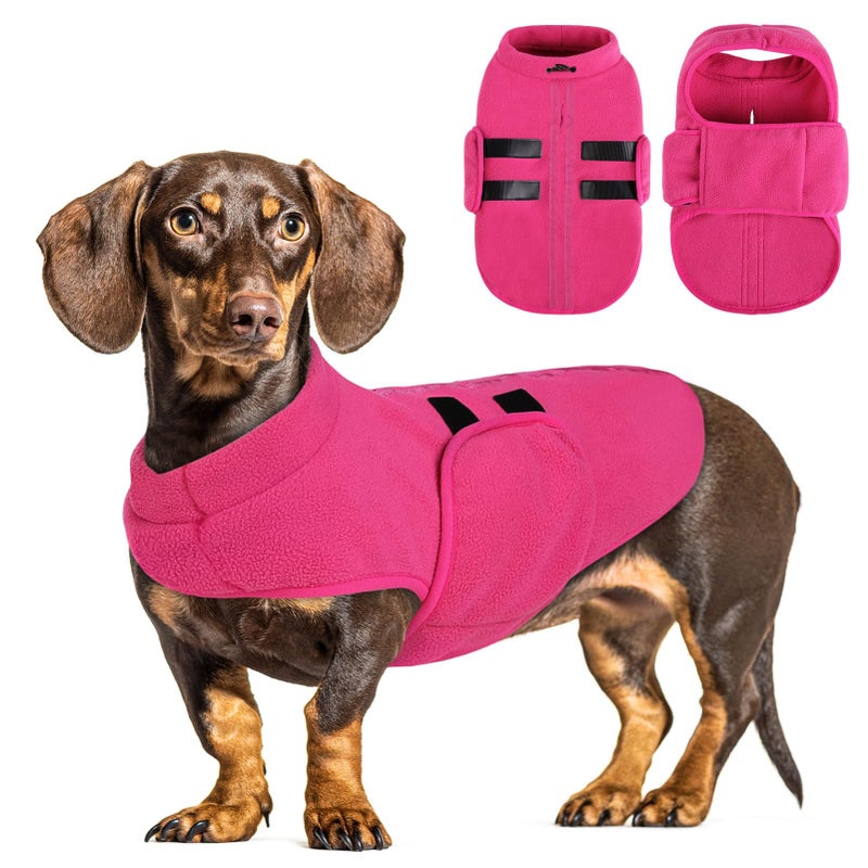 Queenmore Large Dog Sweater, Soft Fleece Vest Pullover Dog Jacket with Leash Hole, Warm Winter Dog Clothes Cold Weather Doggy Dachshund Sweaters for Large Dogs Cats Boy or Girl (Pink, L) - Image 1