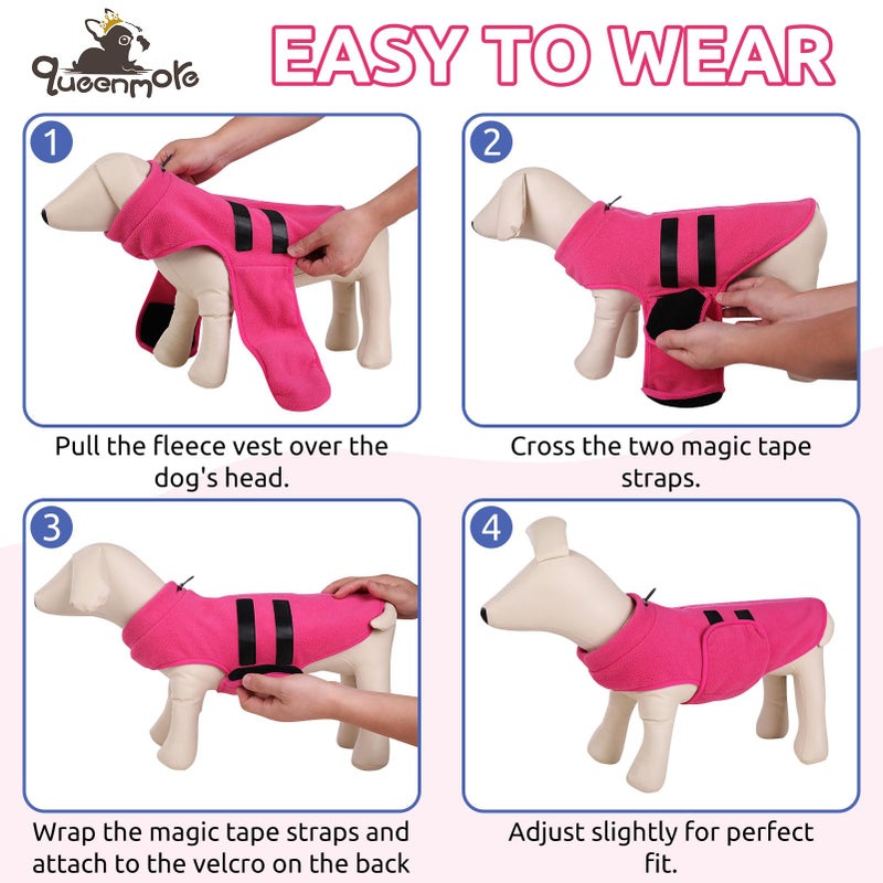 Queenmore Large Dog Sweater, Soft Fleece Vest Pullover Dog Jacket with Leash Hole, Warm Winter Dog Clothes Cold Weather Doggy Dachshund Sweaters for Large Dogs Cats Boy or Girl (Pink, L) - Image 4