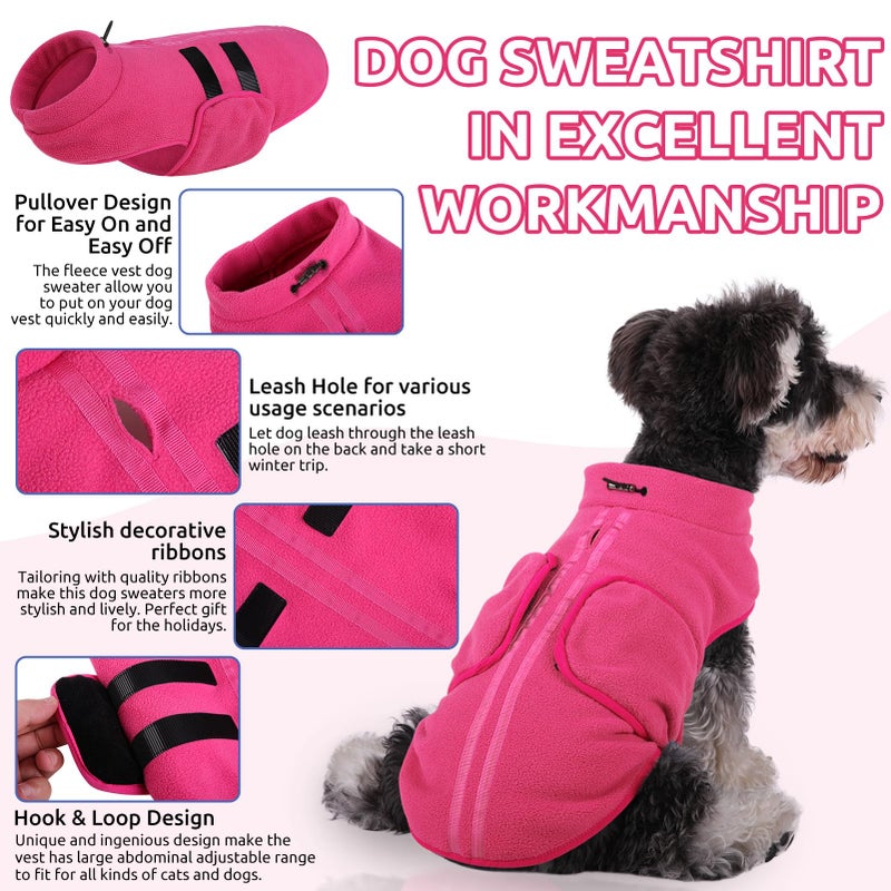 Queenmore Large Dog Sweater, Soft Fleece Vest Pullover Dog Jacket with Leash Hole, Warm Winter Dog Clothes Cold Weather Doggy Dachshund Sweaters for Large Dogs Cats Boy or Girl (Pink, L) - Image 3