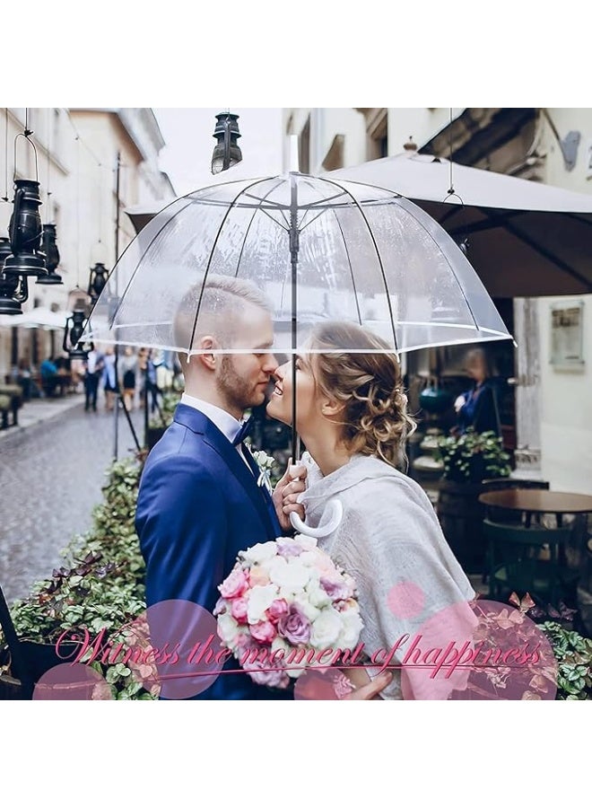 Clear Umbrella for Rain - Transparent Large Rainproof Canopy for Adult, Wedding, Graduation and Outdoor Events - Automatic Open, Crook Handle, Clear Dome - Image 5