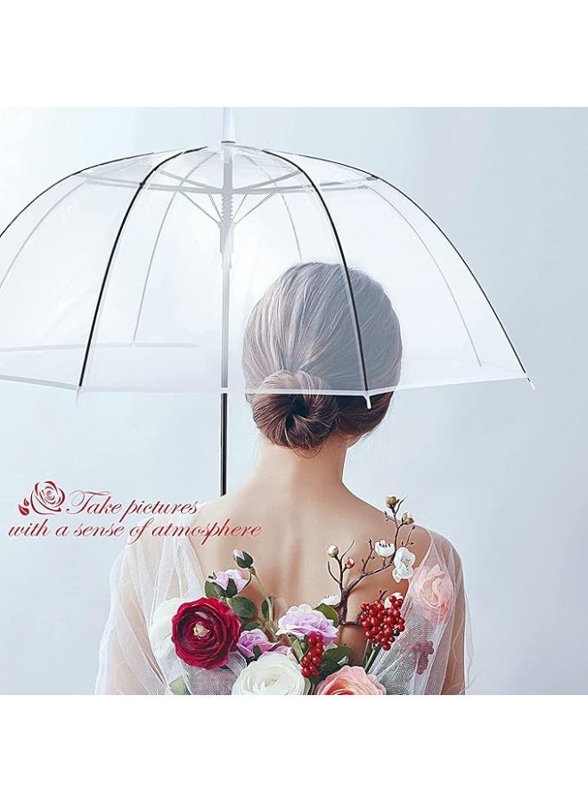 Clear Umbrella for Rain - Transparent Large Rainproof Canopy for Adult, Wedding, Graduation and Outdoor Events - Automatic Open, Crook Handle, Clear Dome - Image 4