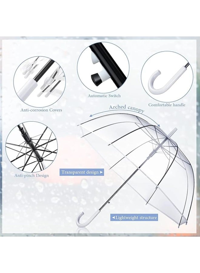 Clear Umbrella for Rain - Transparent Large Rainproof Canopy for Adult, Wedding, Graduation and Outdoor Events - Automatic Open, Crook Handle, Clear Dome - Image 3