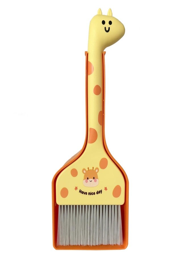 BSMstone Small Broom with Dustpan Combo Set Cartoon Mini Broom and Dustpan Set Cute Cleaning Kit for Home Office Floor Counter Pet Nest (Orange) - Image 1
