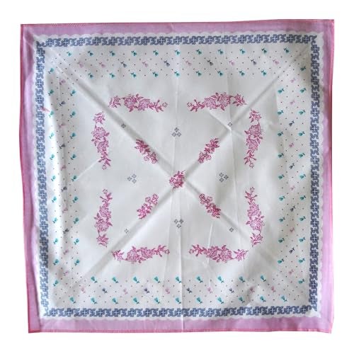 DIKHAWA 100% Cotton Women's Big Size Soft Cotton Floral Handkerchiefs/Hankies for Girls (36CM X 36CM_Pack of 12) - Image 4