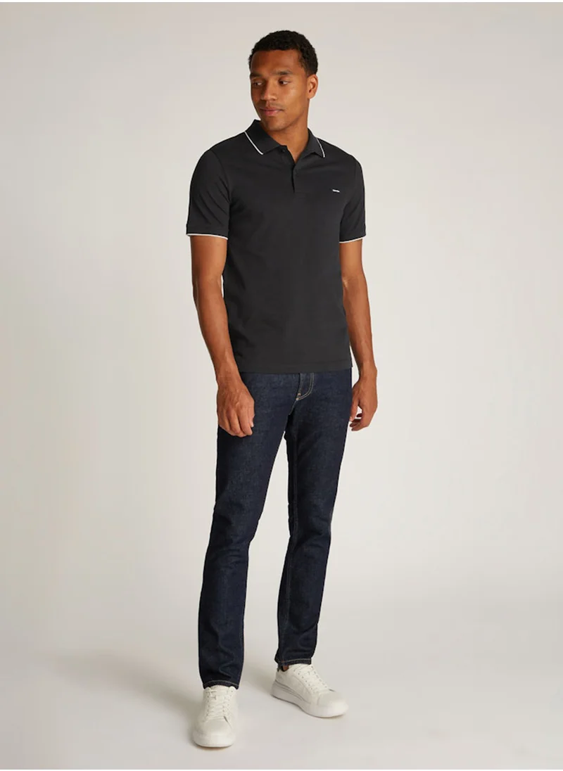 CALVIN KLEIN STRETCH PIQUE TIPPING POLO