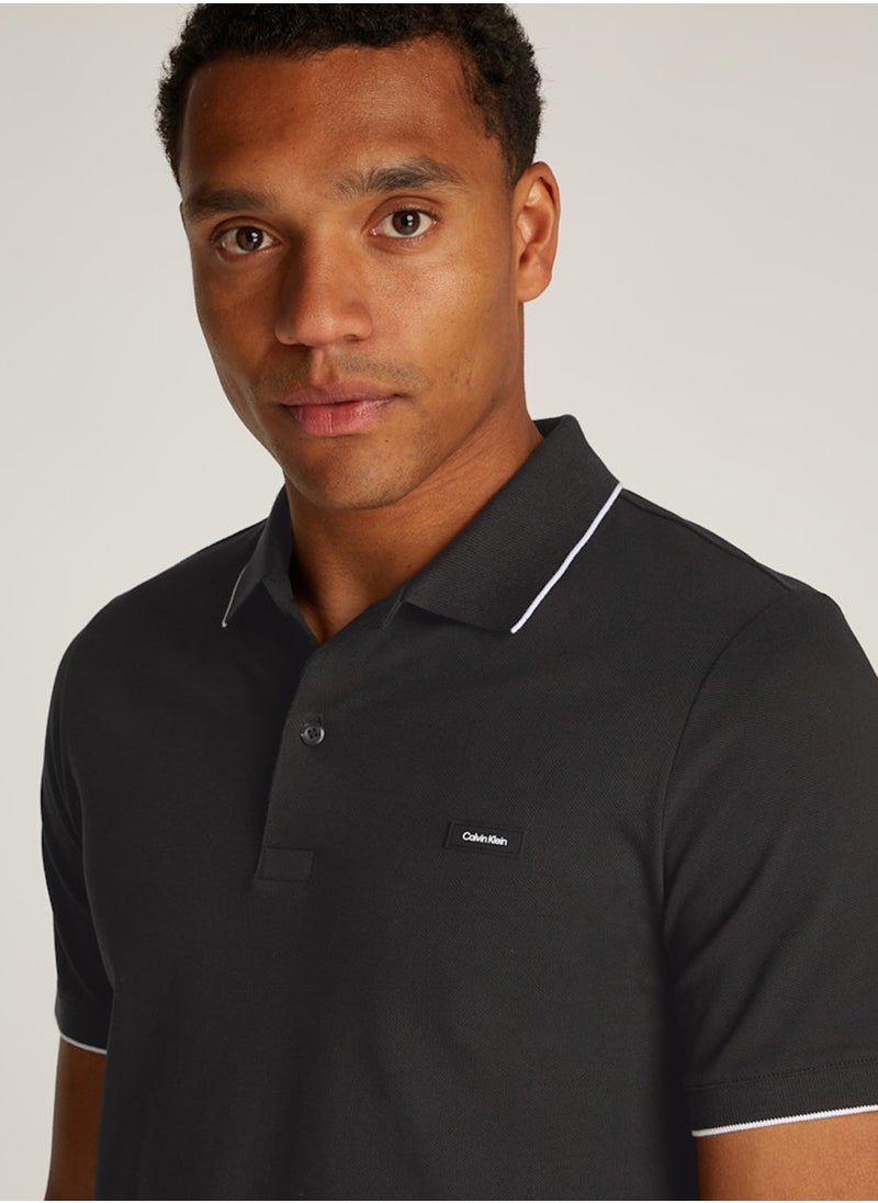 CALVIN KLEIN - Slim Stretch Cotton Pique Polo - Image 1