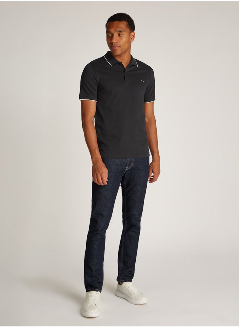 CALVIN KLEIN - Slim Stretch Cotton Pique Polo - Image 1