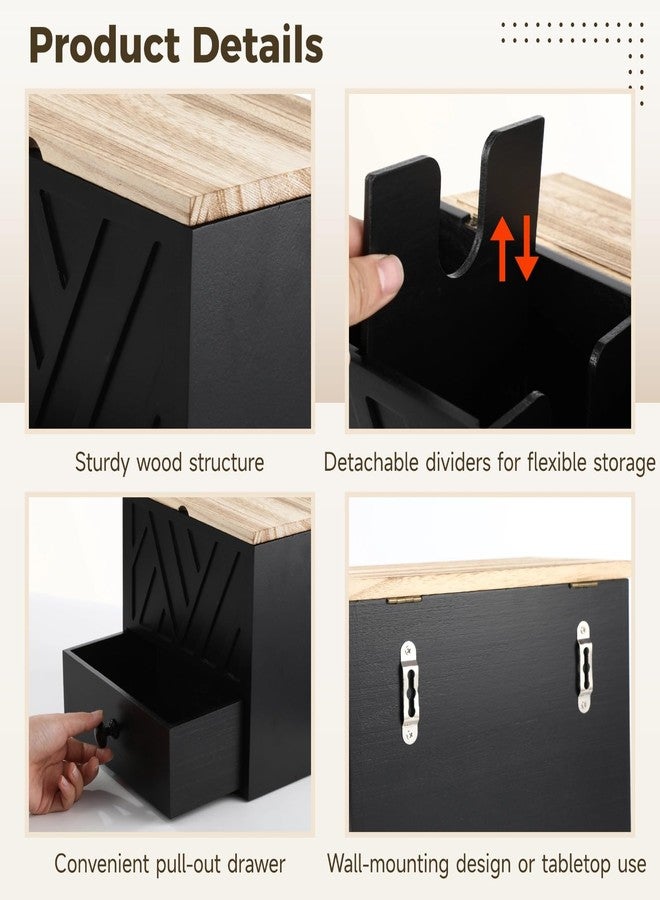 NIMBLOOM Feminine Product Organizer with Drawer, Wooden Tampon Holder for Bathroom with Flip Lid, Multi Compartment Storage Box for Pads Cotton Swabs Toiletries, 9.4 x 5.7 x 8.9 in - Image 4