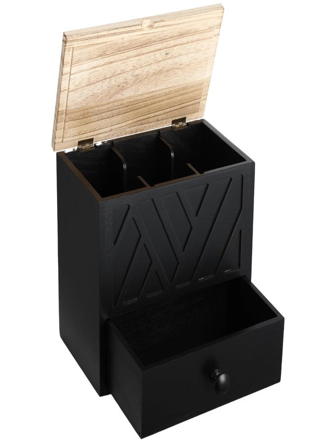 NIMBLOOM Feminine Product Organizer with Drawer, Wooden Tampon Holder for Bathroom with Flip Lid, Multi Compartment Storage Box for Pads Cotton Swabs Toiletries, 9.4 x 5.7 x 8.9 in - Image 2