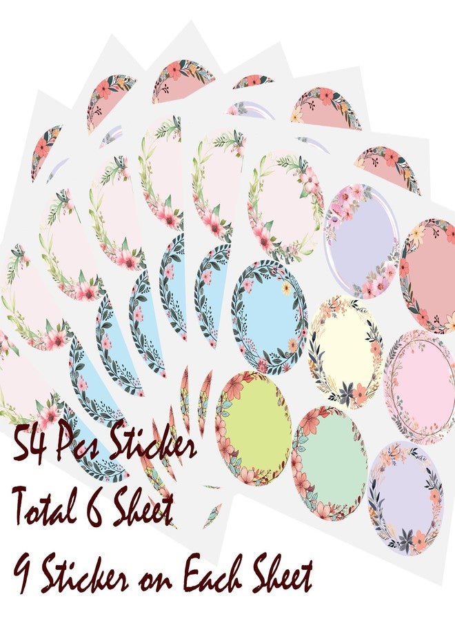 SLGIFT Floral Vinyl Stickers for Scrapbooking & Crafts | 54 Pcs Round Self-Adhesive Decorative Stickers | Waterproof Aesthetic Stickers for Journal, Planner, Gift Wrapping & DIY, DF01 - Image 5