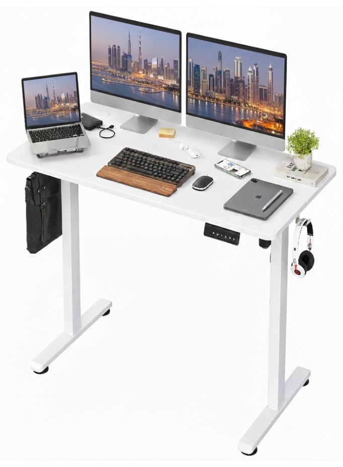 ليفي مكتب كهربائي قائم بارتفاع قابل للتعديل، طاولة مكتبية للجلوس والوقوف مع تحكم بالذاكرة، مكتب كمبيوتر مريح للمنزل والمكتب، 120×60 سم (أبيض) - Image 1