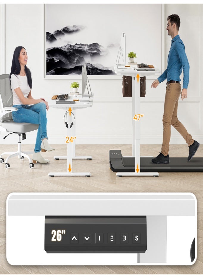 ليفي مكتب كهربائي قائم بارتفاع قابل للتعديل، طاولة مكتبية للجلوس والوقوف مع تحكم بالذاكرة، مكتب كمبيوتر مريح للمنزل والمكتب، 120×60 سم (أبيض) - Image 3