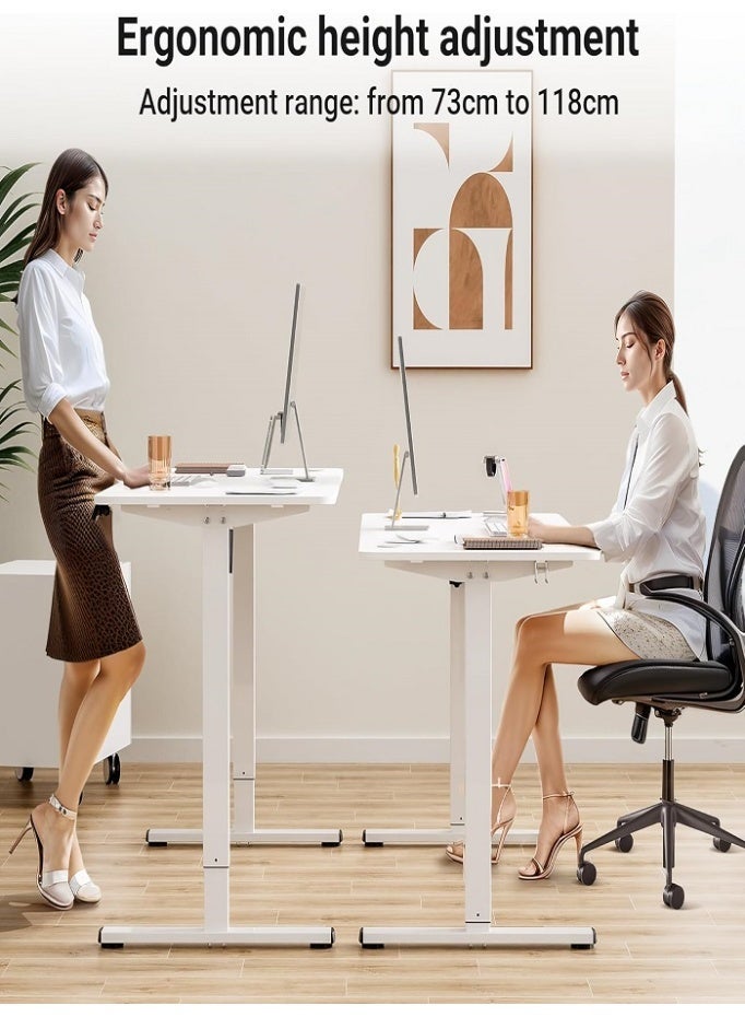 ليفي مكتب كهربائي قائم بارتفاع قابل للتعديل، طاولة مكتبية للجلوس والوقوف مع تحكم بالذاكرة، مكتب كمبيوتر مريح للمنزل والمكتب، 120×60 سم (أبيض) - Image 4