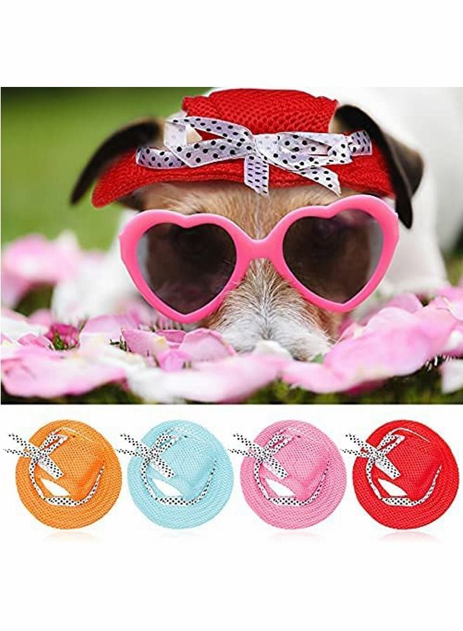 Excefore Dog Princess Hat Round Brim Pet Baseball Hat Dog Mesh Porous Cap with Ear Holes Pet Outdoor Sun Protection Sunbonnet Dog Hat for Small Medium and Large Dogs 4PCS - Image 1
