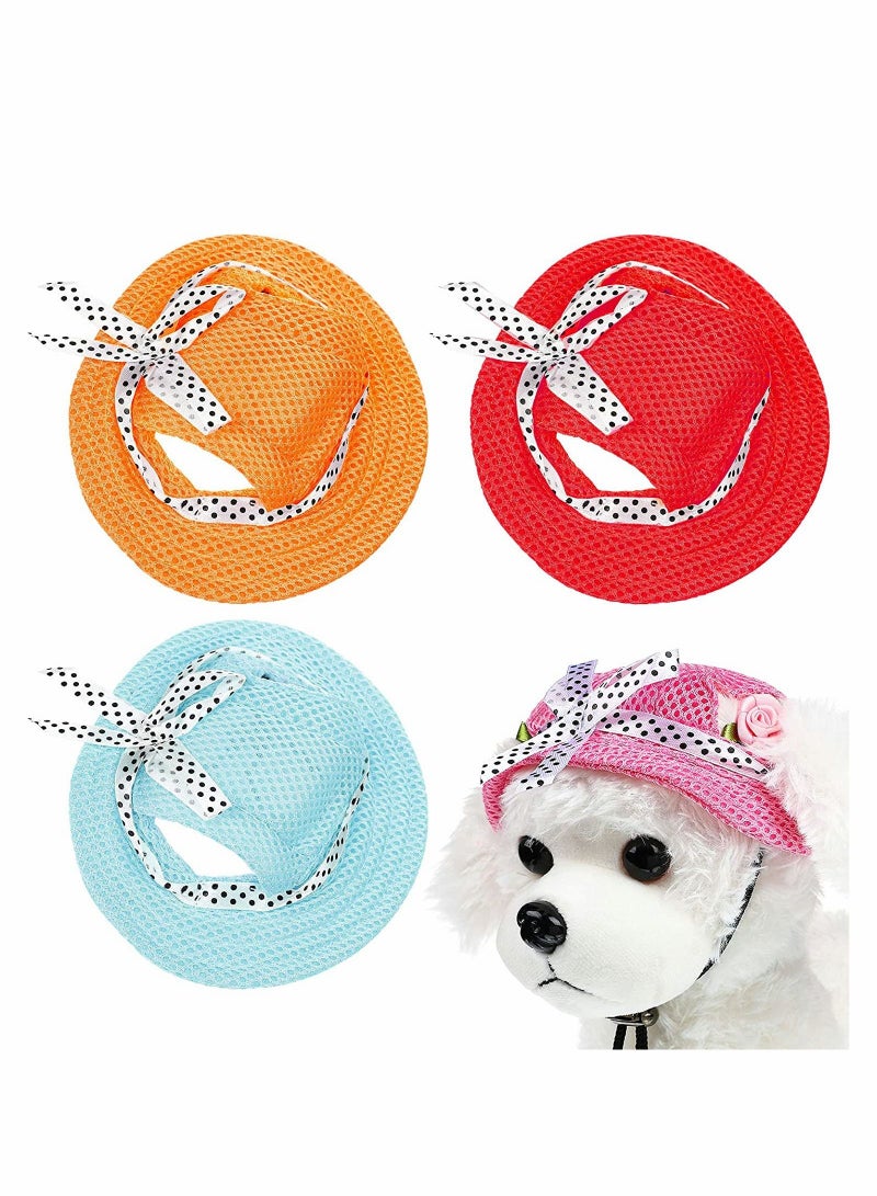 Excefore Dog Princess Hat Round Brim Pet Baseball Hat Dog Mesh Porous Cap with Ear Holes Pet Outdoor Sun Protection Sunbonnet Dog Hat for Small Medium and Large Dogs 4PCS - Image 2