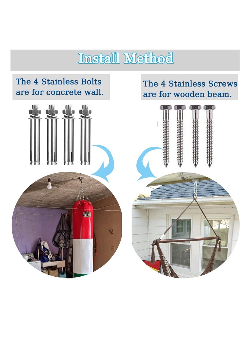 Excefore - Hammock Hanging Kit Heavy Duty Swing Hanger 1000lb Capacity, Hammock Chair Hanging Kit Durable Hanging Chair Hardware for Wall/Woot, Ceiling Swing Mount for Indoor Outdoor - Image 1