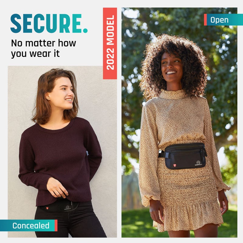 Alpha Keeper حزام المال المخفي للسفر للرجال، محفظة خصر مضادة للسرقة، حامل جواز سفر بتقنية RFID للسفر للرجال أو النساء، حقيبة نقود، حامل جواز سفر بتقنية RFID - Image 4