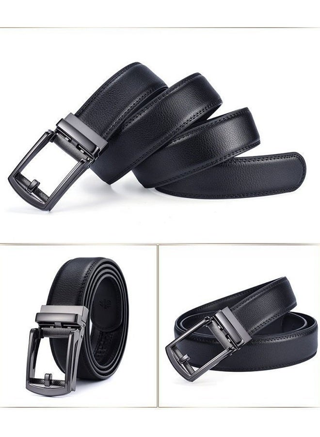 Men Business Style Belt , Mens Ratchet Belts Black Retro Luxury Leather Man Belt Buckle Automatic Fashion Style- Perfect Companion to Mens Dress Shoes (130 cm, Black) - Image 5