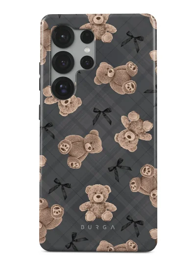 BURGA Phone Case Compatible with Samsung Galaxy S25 Ultra Case Hybrid 2-Layer Hard Shell + Silicone Protective Case BFF Teddy High Luxury Gold Glitter Marble Scratch-Resistant Shockproof Mobile Covery