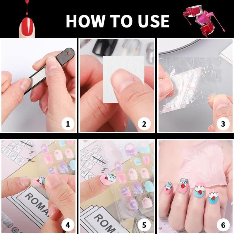 Omdhanu Nail Art Fake Nails For Girls Colour full Fake Nails For Girls Nail Tips Preglued Fake Nail for Girls Nails Art Decoration Multi Design Colour 24pcs5 PACK - Image 4