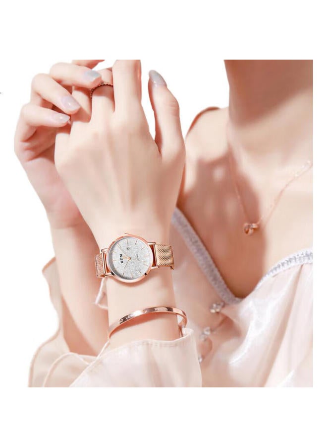 DOM Genuine Ultra-Thin Simple Ladies Watch Light Luxury Mechanical Wind Stone Quartz Waterproof Birthday Gift For Girlfriend For Girls - Image 3