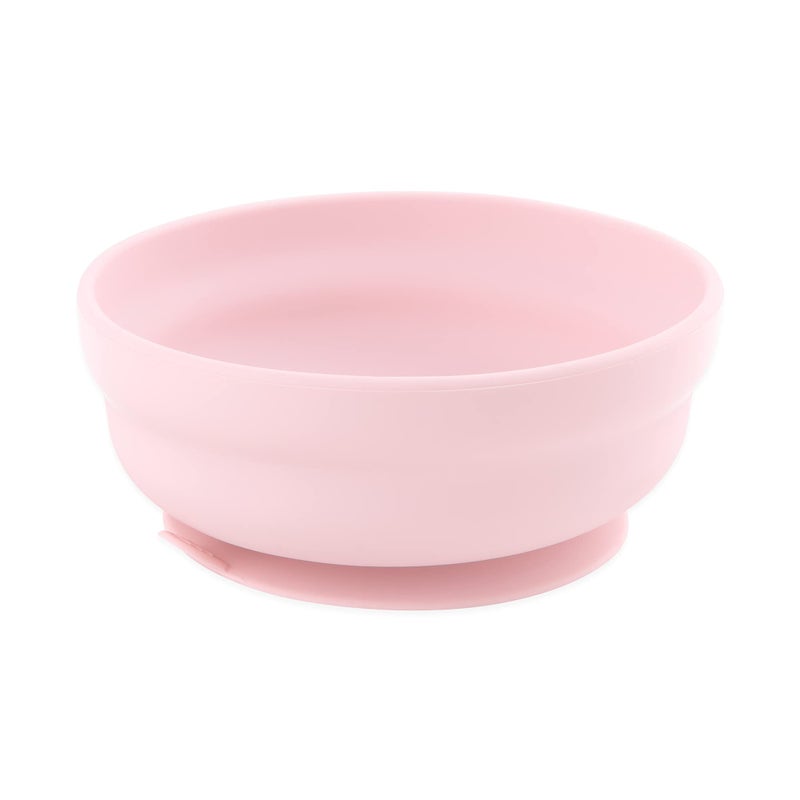 Bumkins Baby Bowl Silicone Suction for Babies Toddlers and Kids Baby Led Weaning Feeding Essentials Platinum Silicone Non Skid Sticky Bottom Supplies for Children Ages 6 Months Up Pink