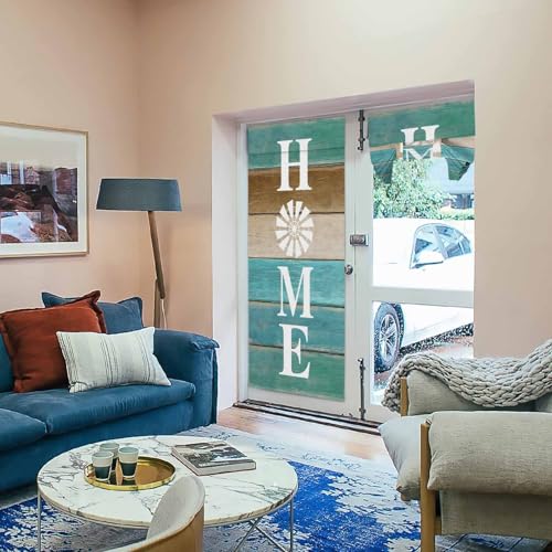 BEMIGO French Door Curtains for Windows, Vintage Windmill Wood Front Door Window Curtains for Glass, Farmhouse Retro Privacy Tie Up Blinds Thermal Insulated Shades 26 x 70 inch,Green Brown - Image 4