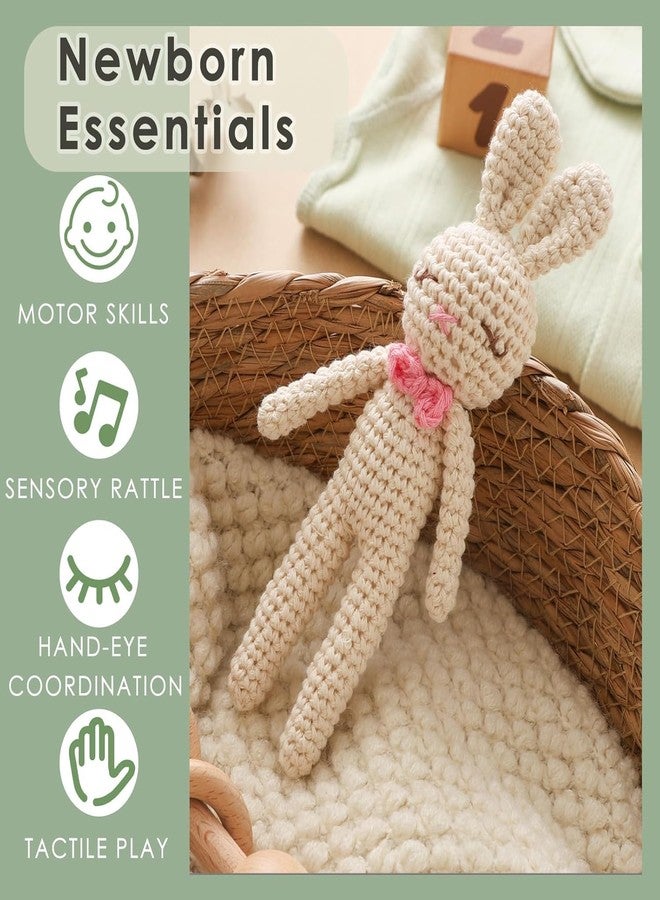GOODMOM Natural Hand-Knit Wooden Baby Rattle - Soft Animal Shaped Sensory Toy for Newborns, Infants | Safe Beechwood & Crochet Texture | Perfect Baby Shower Gift - Image 5