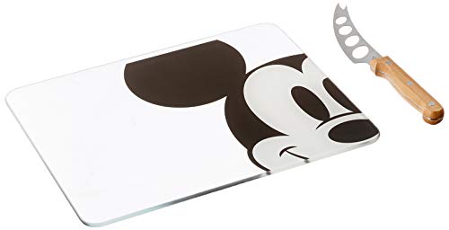 PICNIC TIME Disney Mickey Mouse Icon Glass Top Cutting Board & Knife Set, Cheese Boards Charcuterie Boards, Serving Platter, (Parawood & Bamboo) - Image 3