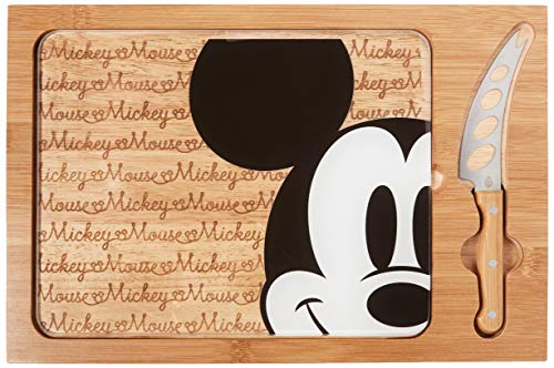 PICNIC TIME Disney Mickey Mouse Icon Glass Top Cutting Board & Knife Set, Cheese Boards Charcuterie Boards, Serving Platter, (Parawood & Bamboo) - Image 2
