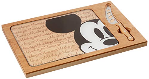 PICNIC TIME Disney Mickey Mouse Icon Glass Top Cutting Board & Knife Set, Cheese Boards Charcuterie Boards, Serving Platter, (Parawood & Bamboo) - Image 4