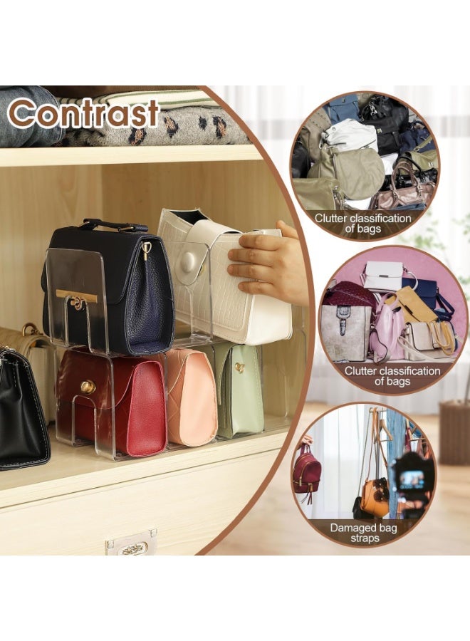 Beauenty Bag Organizer for Closet, 2pcs Clear Plastic Organizer, 4 Sections Bag Closet Shelf Divider Purse Display, Clear Desk File Sorter Stand Holder Bookshelf for Bedroom (32 x 15 x 13 cm) - Image 2