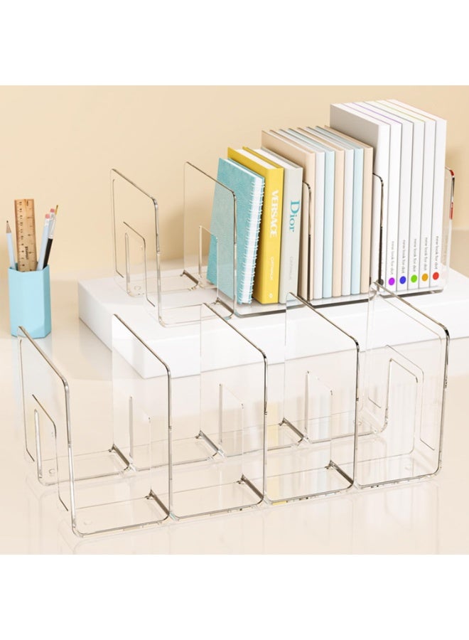 Beauenty Bag Organizer for Closet, 2pcs Clear Plastic Organizer, 4 Sections Bag Closet Shelf Divider Purse Display, Clear Desk File Sorter Stand Holder Bookshelf for Bedroom (32 x 15 x 13 cm) - Image 3