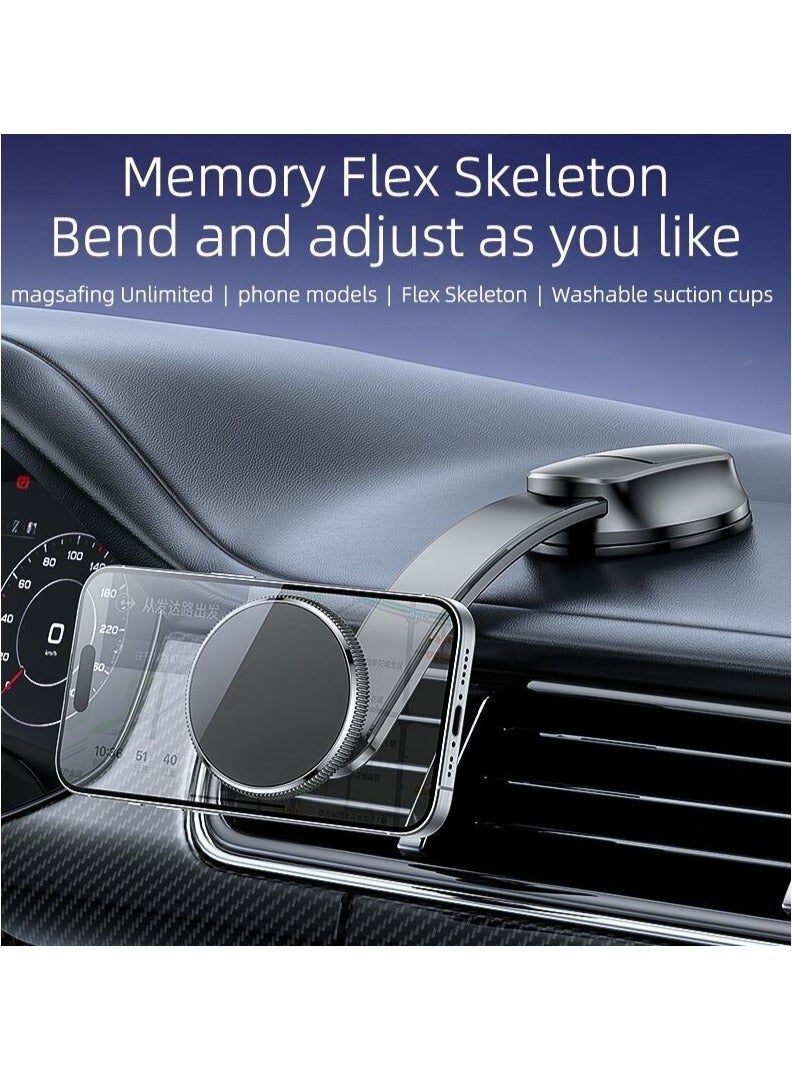 ELTRAZONE Magnetic Phone Holder with Bendable Arm, Adjustable 360° Rotation Car Mount with Strong Reusable Suction Cup for Dashboard & Windshield – Universal Mobile Stand - Image 2