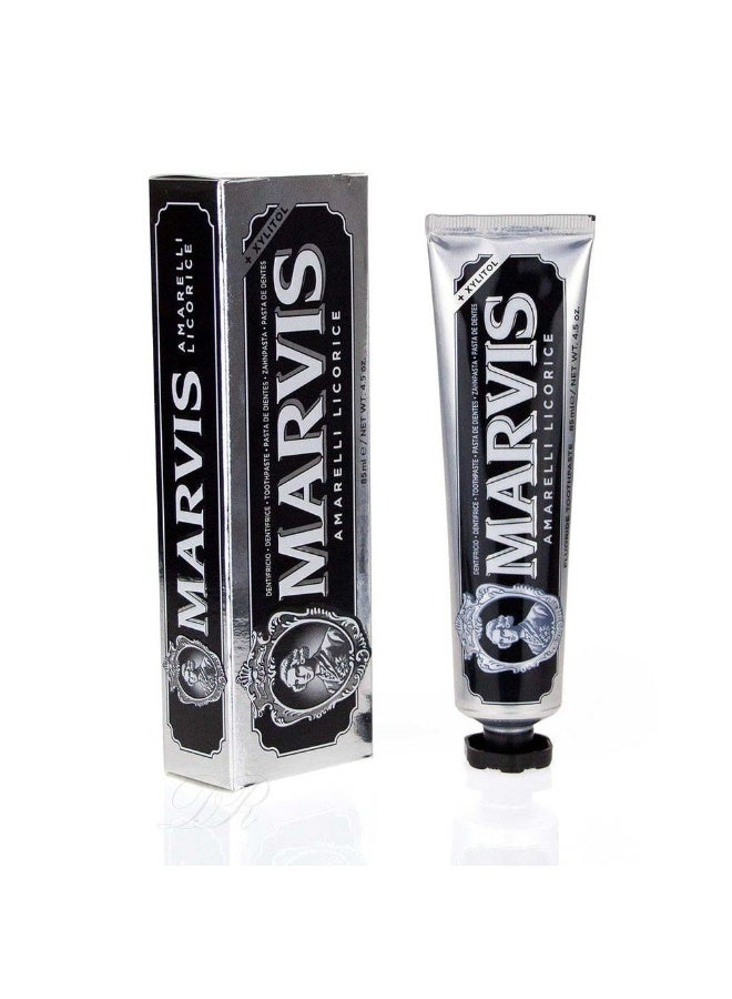 Marvis Amarelli Licorice Toothpaste 85ml, Promotes Natural Whitening of Teeth, Plaque Removal Toothpaste, Long Lasting Freshness