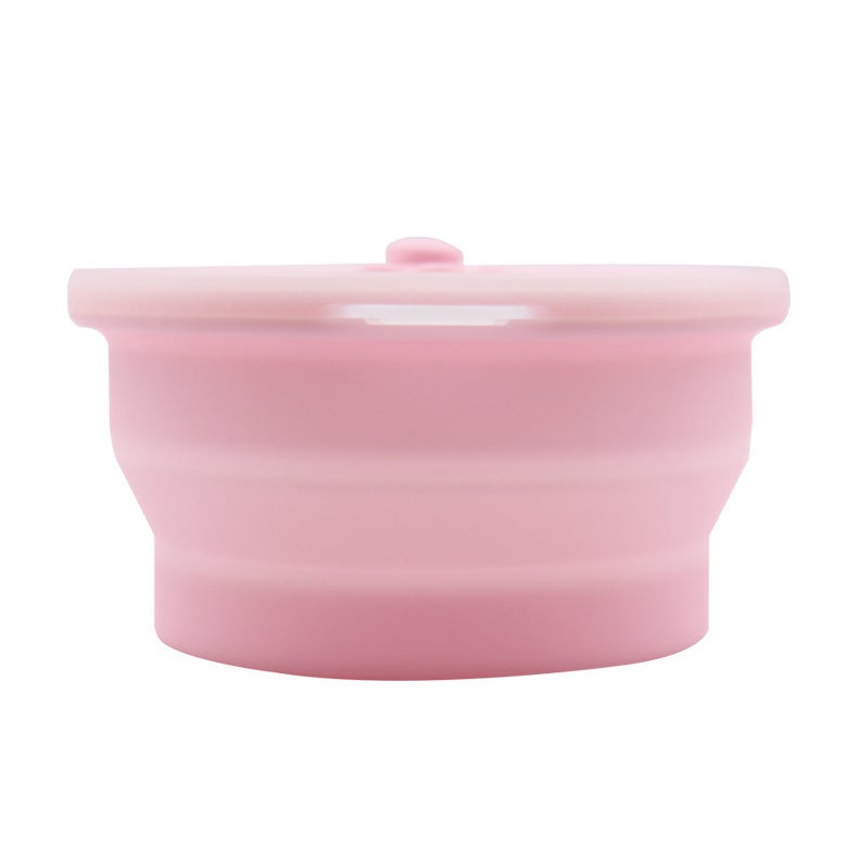 New Platinum Silicone 1500ml Food Grade Fresh-keeping Box Refrigerator Storage Box Microwave Oven Dishwasher Lunch Box Pink 1500ml round 