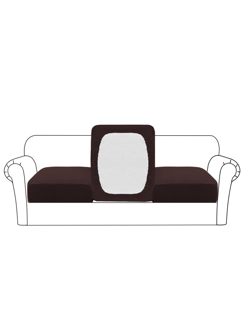 Flamingo P Flamingo P Stretch Couch Cushion Covers Furniture Protector for Sofa Seat Slipcovers Cushion Covers for 3 Cushion Couch Flexibility with Elastic Bottom 3 Seat Cushion Cover Brown 