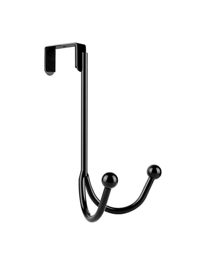 sulfar MS Over The Door Double Hanger Hooks, Sturdy Metal Over Door Hook, Fitting Two Sized Doors,Suitable for Hanging Towels, Coat, Robe, Hats, Pants, Leashes, Nightgowns Storage (Pack of 5) Type C, Black  - Image 1