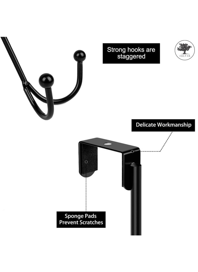sulfar MS Over The Door Double Hanger Hooks, Sturdy Metal Over Door Hook, Fitting Two Sized Doors,Suitable for Hanging Towels, Coat, Robe, Hats, Pants, Leashes, Nightgowns Storage (Pack of 5) Type C, Black  - Image 3